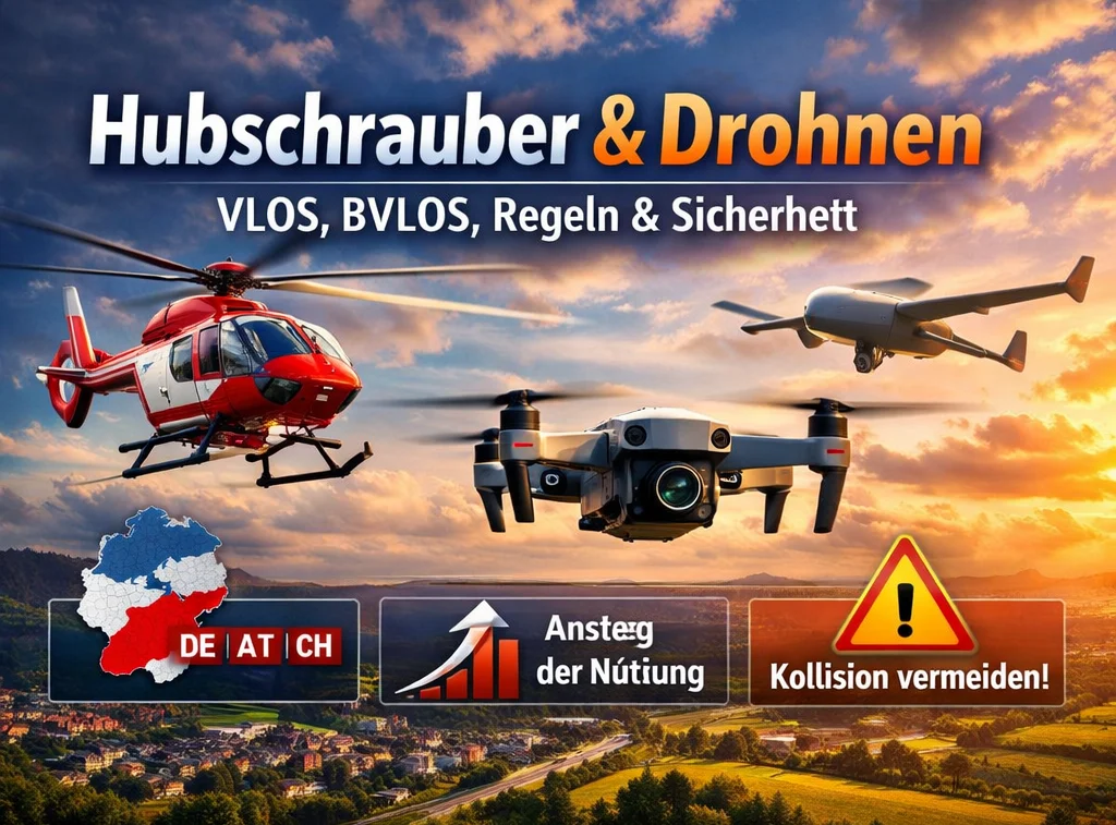 Hubschrauber & Drohnen: VLOS vs. BVLOS, Regeln, Risiken & Tipps (DE/AT/CH)